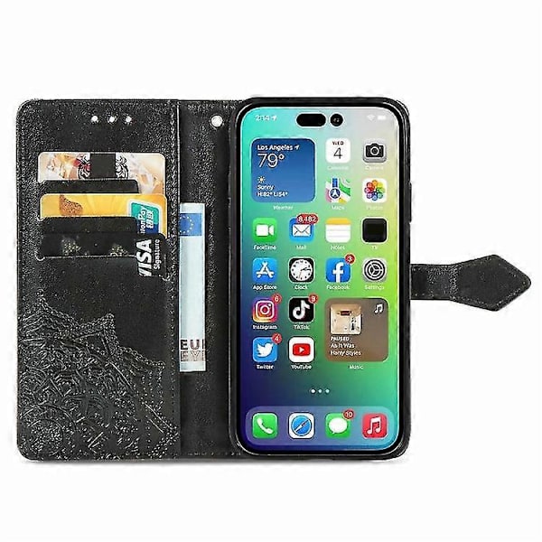 Mandala Präglat Läderfodral för iPhone 15