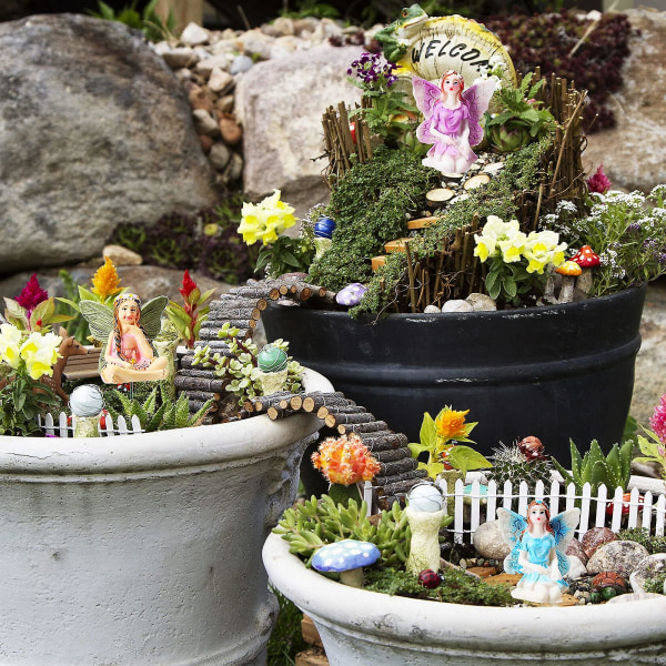 2023 - 6 stk. Have Mini Fe Mini Have Statue Fe Ornamenter Til Feer Udendørs Have Terrasse