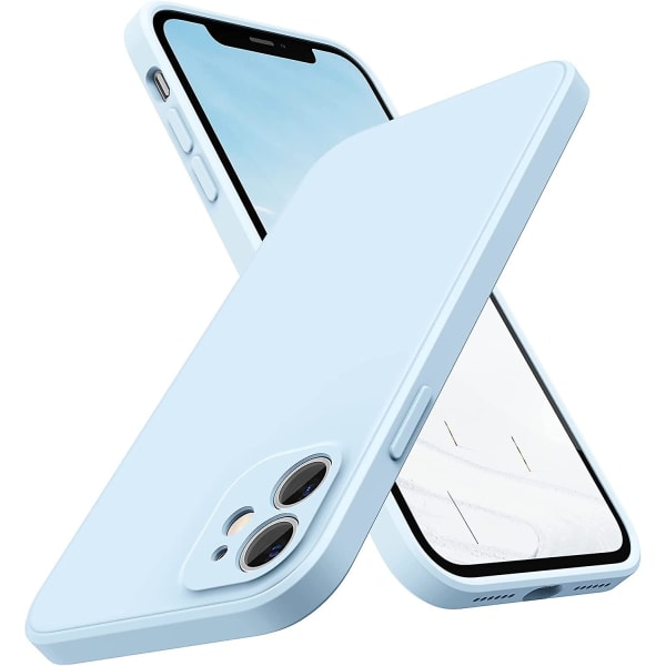 Firkantet silikone etui kompatibelt med Iphone 11 etui med kamerabeskyttelse, slankt flydende silikone etui (individuel beskyttelse til hver linse) (kl.