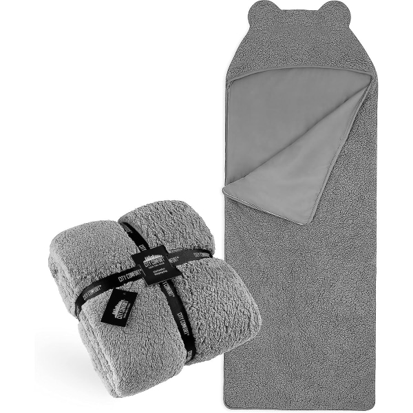 Barne sovepose, sammenleggbar teddy fleece sovepose for gutter og jenter til bruk innendørs, barnesoveposer, myk, varm og fu