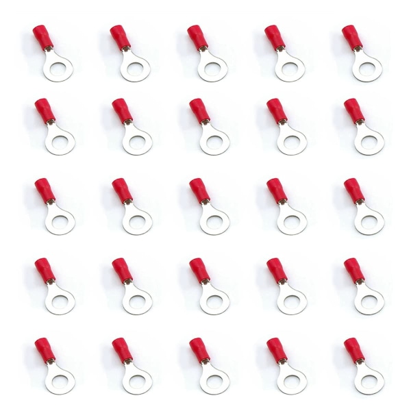 25 stykker rød 6,5 mm isoleret krympering Elektrisk konnektor terminalstik