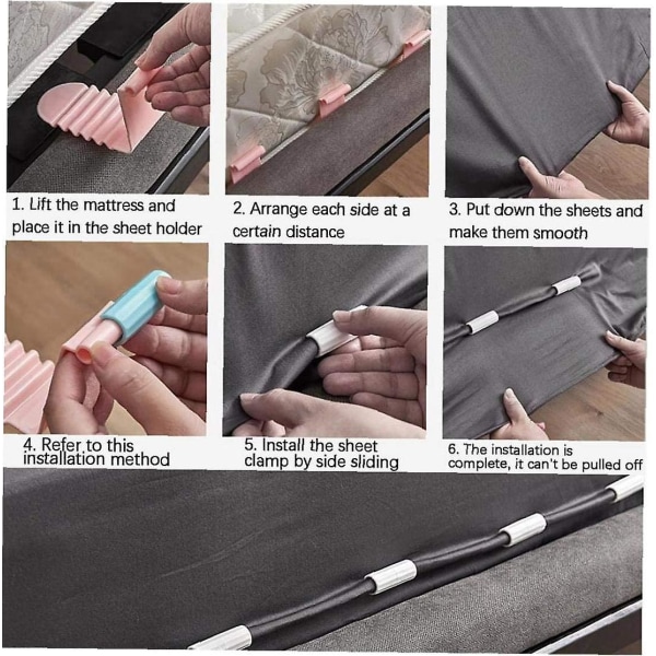 Sengestroppeholdere, Plastik Sengestroppe Klips Gribere Til At Holde Lagener Tidy Lagener Fastgørere (pink6stk)