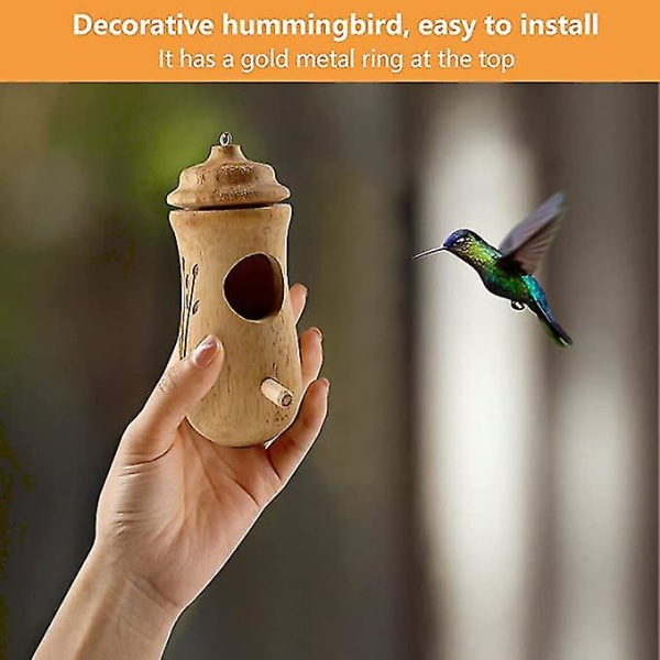 Kolibrihus av tre, Hummingbird Swinging Hummingbird Nest, Wren Swallow Sparrow Hummingbird House-modell 1pcbrown