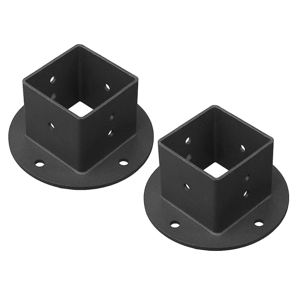 2pcs 2x2 Square Fence Pole Flange Base Pergola Post Base Brackets Kit,heavy Duty Wall Mount Post An [xh]