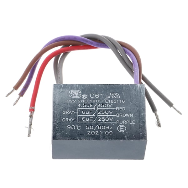 Cbb61 Loftventilator Kondensator 4.5uf+6uf+6uf 5 Tråd 250v 5 Hastigheds Startkondensator