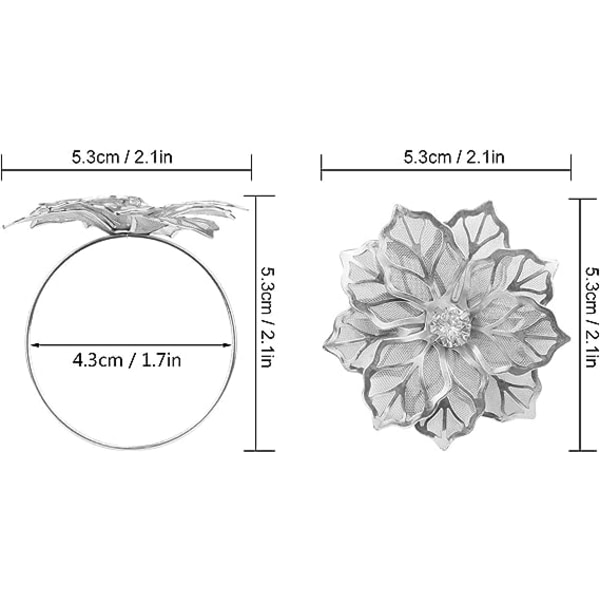 Set med 12 servettringar i legering med ihåliga blommor, servettringshållare för bröllopsfest, semesterbankett, julafton, delikat servett spännen