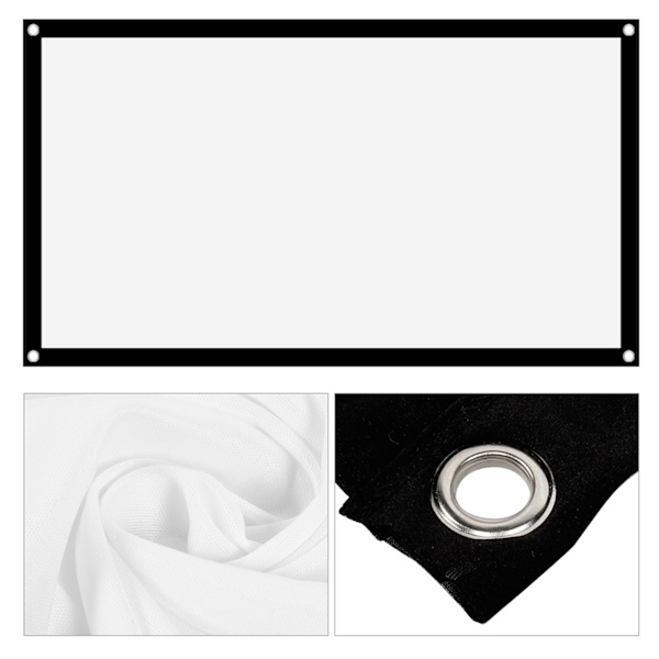 16:9 Tykk Bærbar Ikke-Rynkete Myk Hvit Polyester Projektor Lerret (60 Tommer)