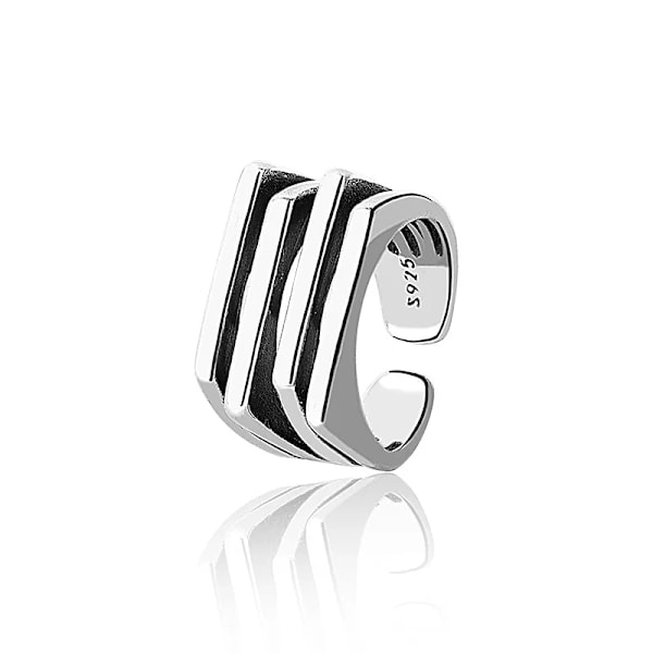 Minimalistisk bred silverring för kvinnor Mode Multilayer Line Silver Geometrisk Kvinnor Fest Smycken Gåvor R0725