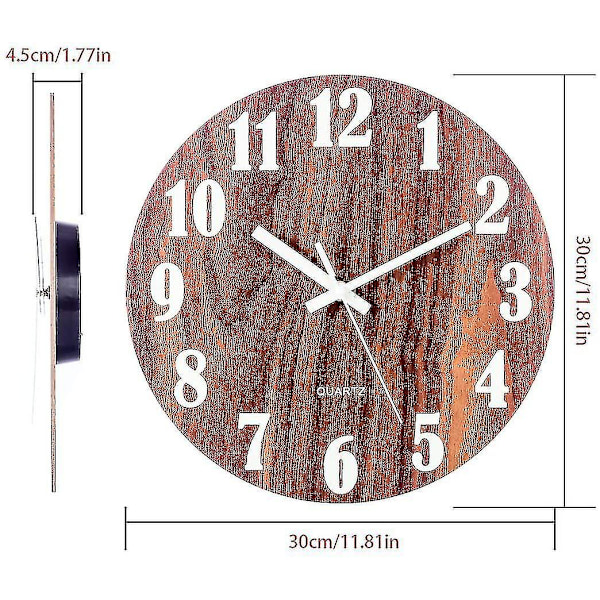 Ljus väggklocka, modern dekorativ tyst väggklocka, stor urtavla med 30 cm Stil 4