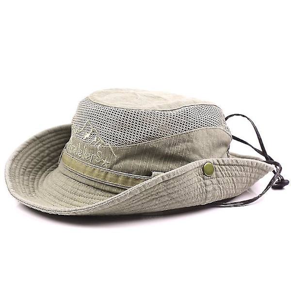 Bomullssolhatt UV-skydd Sommarhattar Strandhatt Safari Boonie Hat Fällbar Fishsing Hat Med Andningsbart Nät Och Justerbar Hakrem-