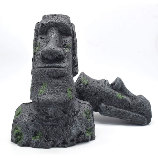 Påskeøen Akvarium Dekorationer Resin Moai Statuer Fisk Tank Ornamenter Hjem Desktop Dekoration