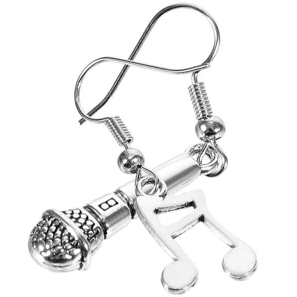 Mikrofon Dangle Øreringe 1Par Sølvlegering Dekorative Øreringe til Pige Alsidig Styling Silver 4.30X0.80X0.60CM