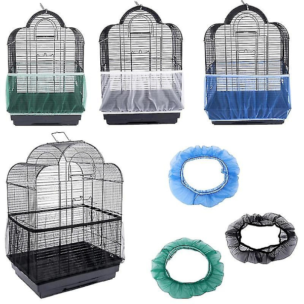 Receptor Seed Guard Nylon Mesh Fågel Papegoja Överdrag Mjuk Lätt Rengöring Nylon Luftig Tyg Mesh Fågelbur Överdrag Seed Catcher Guard