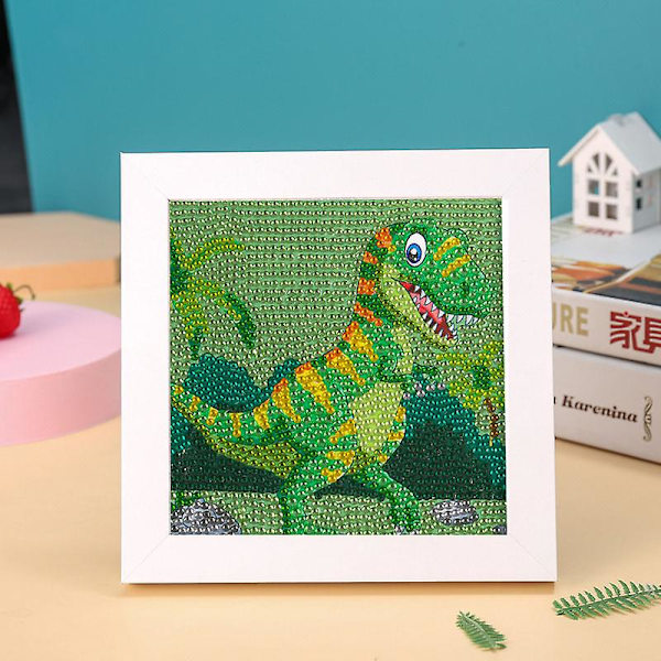 Dinosaurukset Timanttimaalaus Lapsi Kissa, 18 X 18cm 5d DIY Timantti Kirjonta Täysi Paketti Puukehyksellä, Timanttimaalaus Lapsille Tytöille Aikuisten Timantti P