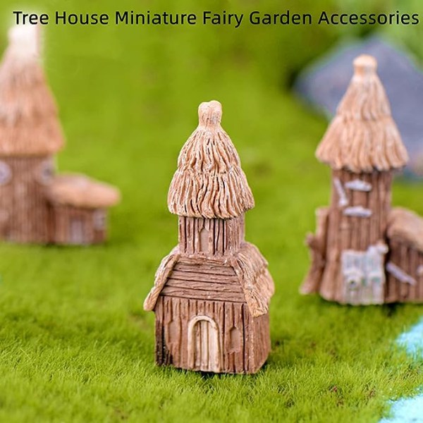 Trädhus Miniatyr Fairy Garden Tillbehör, Mini Vintage Hus Fairy Garden Dekoration, Hus Ornament Kit Fairy Garden Tillbehör för DIY, Tillbehör