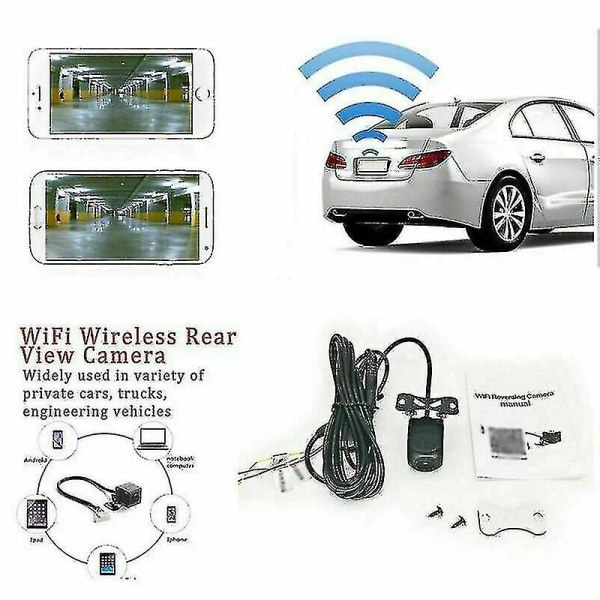 Bilkamera 1080p Hd Backup-kamera Wifi Trådløs bil bagudvendt kamera til Iphone Android