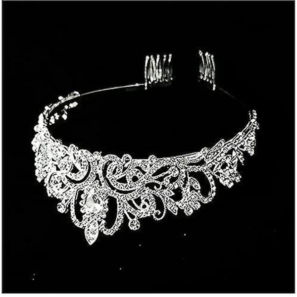 Sølv tiara med krystaller for kvinner - Elegant krone med kam - Hodebånd for damer