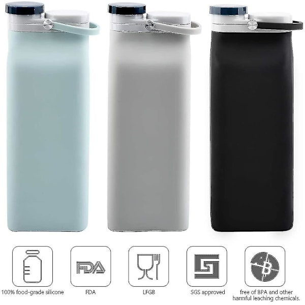 Kasaannetta vesipullo BPA-vapaa - Taitettava vesipullo matkalle Urheilupullot Kolminkertaisella vuodottomalla kevyt 20oz
