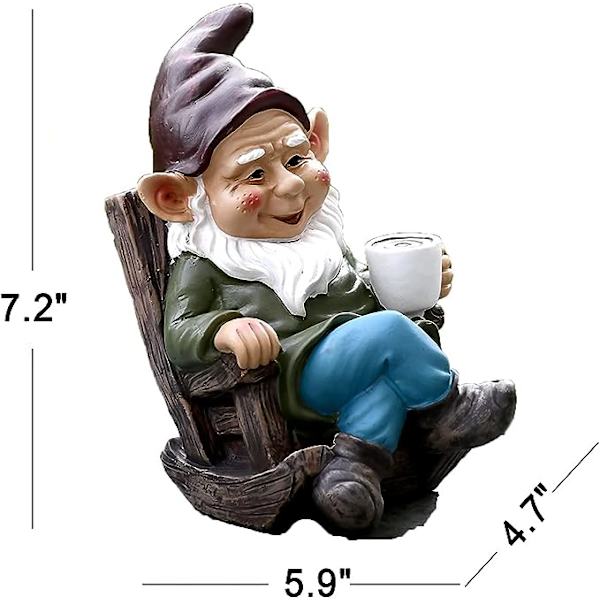 Kahvia juova puutarhatonttu patsas koriste 7.3\" Tonttu puutarha patsas figuuri koriste sisä- ja ulkokäyttöön kotiin puutarhaan terassille pihalle nurmikolle
