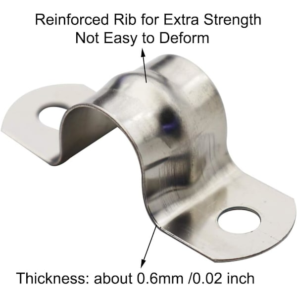 30 st U-formade remmar med två hål, M16, för styva rör, klämma i rostfritt stål 304, rörremsspännare, passar för rör med 16 mm (0,62 tum)
