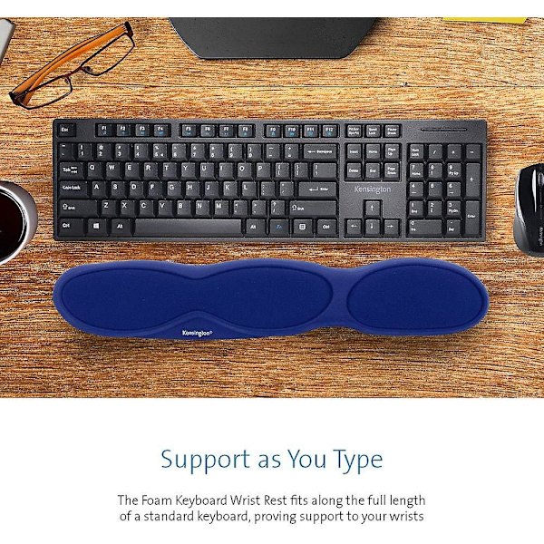 Ergonomisk Komfortskum Tastatur Håndledsstøtte Med Håndledsstøttepude - 458 X 36 X 85 Mm - Blå (64270)