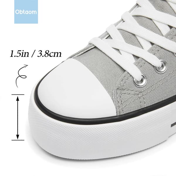 Platform High Top Canvas Sko til kvinder Behagelige Platform Hi Top Canvas Mode Sneakers til kvinder Søde Mid Calf Canvas grey EU43