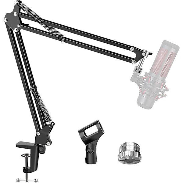 Mikrofonarm, Opgraderet Mic Arm Mikrofonstativ Boom Suspension Stativ Med 3/8\" Til 5/8\" Skrue Adapter Klip Til Blue Yeti Snowball, Hyperx Quadcast,