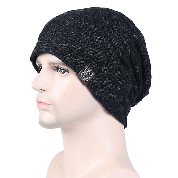 1 st hatt för män vinter varma mössor stickad slouchy tjock mössa