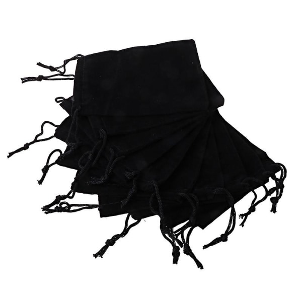 Store fløjlsklud Klassiske sorte smykkeposer Tasker med snøre