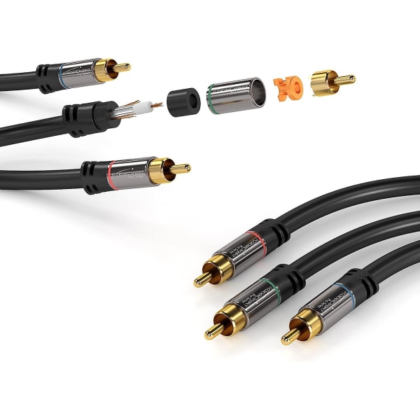 3m Komponentkabel & 3m Optisk Digital Ljudkabel/Toslinkkabel (Toslink till Toslink, Fiberoptisk kabel, för hemmabio, PS4, X