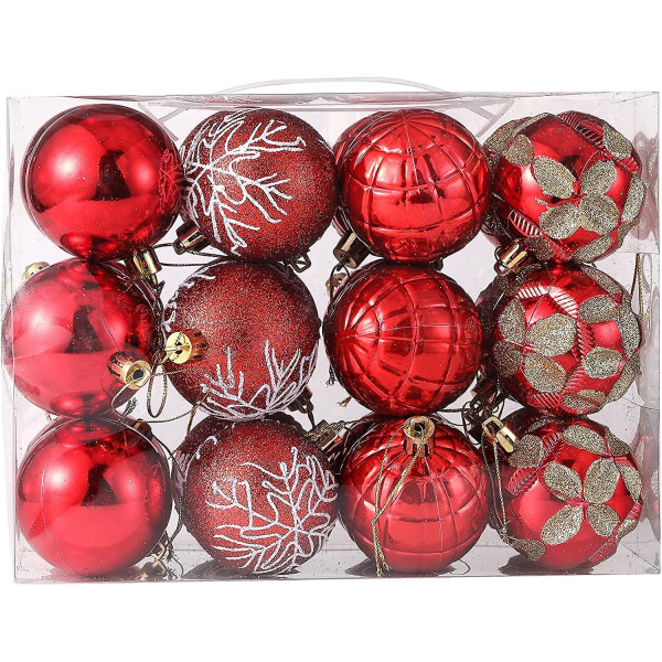 Julekuler Ornamenter Til Juletreet 24stk 2.36\"/60mm Knusesikker Plast Julepynt