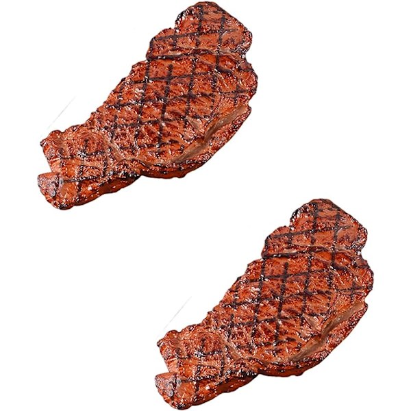 2 st Simulerad Matbiff Artificiell Livsliknande Biff Falsk Kokt Rostbiff Köttmodell för Hemköksskåp Skrivbord Butiker Fest Dekoration Provvisning P