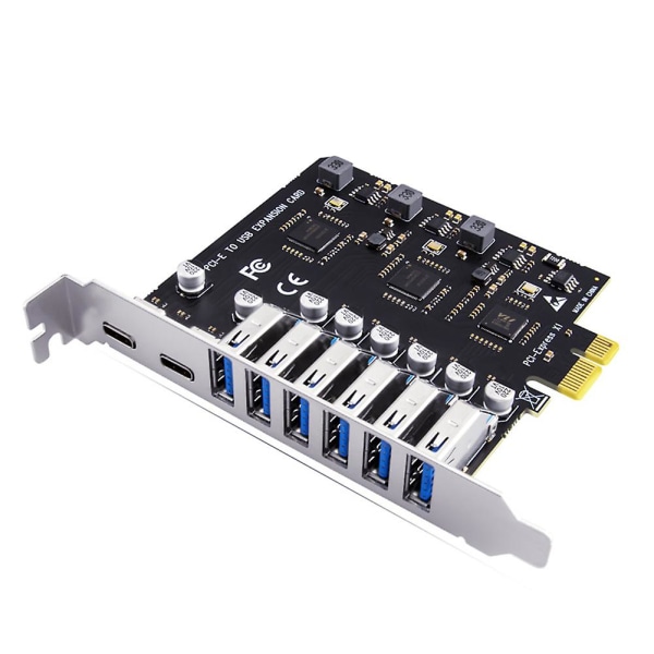 USB 3.2 ja C-tyypin Pci-e-laajennuskortti Pcie USB ohjaimeen 6-portti + 2porttinen Usb-c 3.2 Pci-e-kortti A