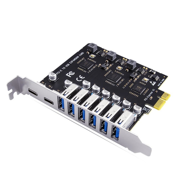 Usb 3.2 ja Type-C Pci-e laajennuskortti Pcie - Usb ohjain 6port + 2port Usb-c 3.2 Pci-e kortti A