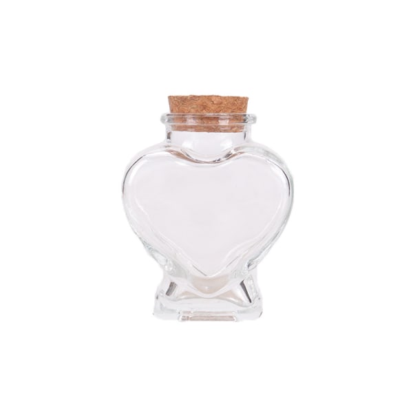 Tomme hjerteformede miniglassflasker med korkpropper, dekorative glassflasker med korklokk, små glassflasker Krukker for DIY-kunsthåndverksprosjekter