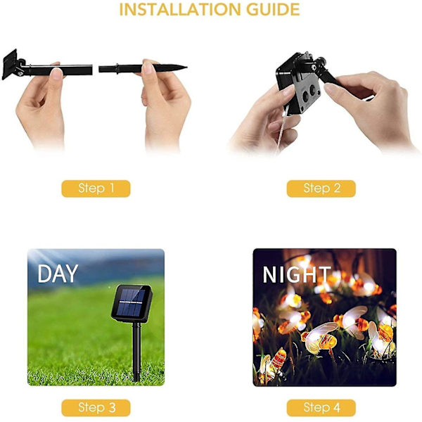 Solcelled Fe-lys Bier LED Utenfor 30 stk Varmt Hvit Bie Fe-lys Utenfor Vanntett