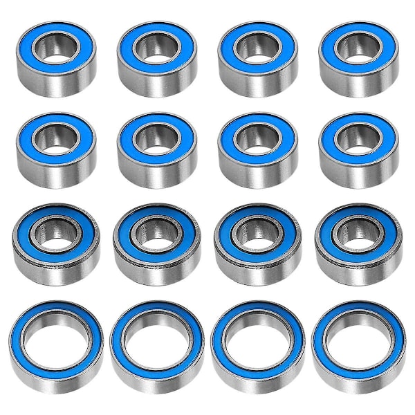 16 st stängda kullager i gummi för Tt02 Tt-02 Tt02d Tt-02d 1/10 Rc bil uppgraderingsdelar tillbehör