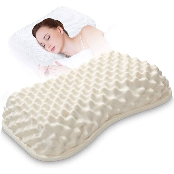Naturlatex kudde för att sova, livmoderhalskudde för nacksmärta, andningsbara konturkuddar för sidoslipare