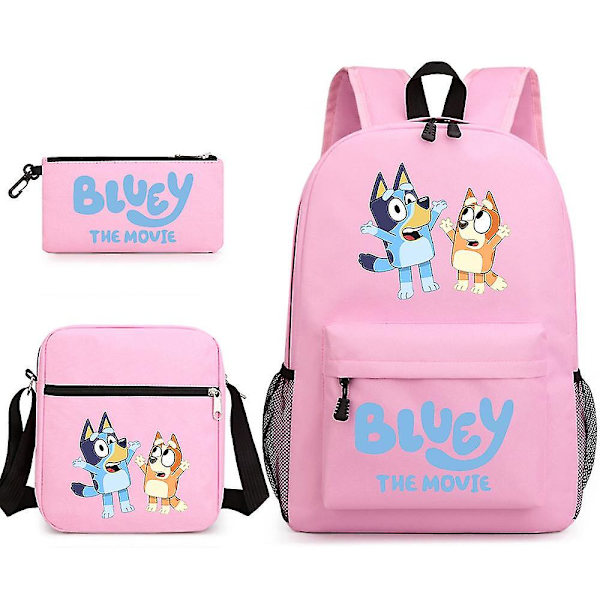 Bluey kolmiosainen koululaukku Pink 4