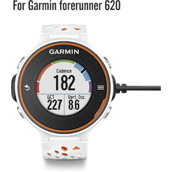 Laddningsdocka kompatibel med Garmin Forerunner 620, USB-datasynkroniseringsladdningsdocka med 1 m laddningskabel för Forerunner 620 Smart Watch, svart