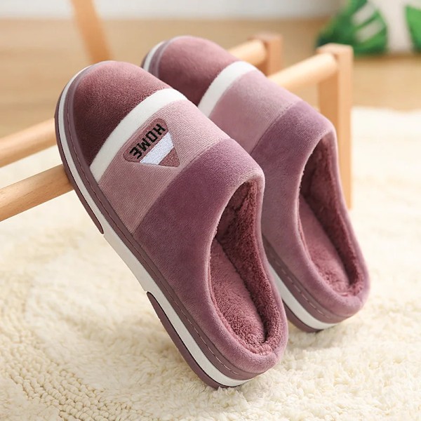 Vintervarme plysj tøfler menn kvinner hjem casual flur flate flip flops komfortable sklisikre innendørs soverom sko stor størrelse 48 49 Morado 44-45