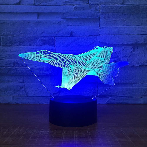 3d Fly Nattlys Lampe Illusion Led 7 Fargeskiftende berøringsbryter Bord Skrivebordsdekorasjon Lamper Akryl Flat Abs Base Usb-kabelleketøy (buss)