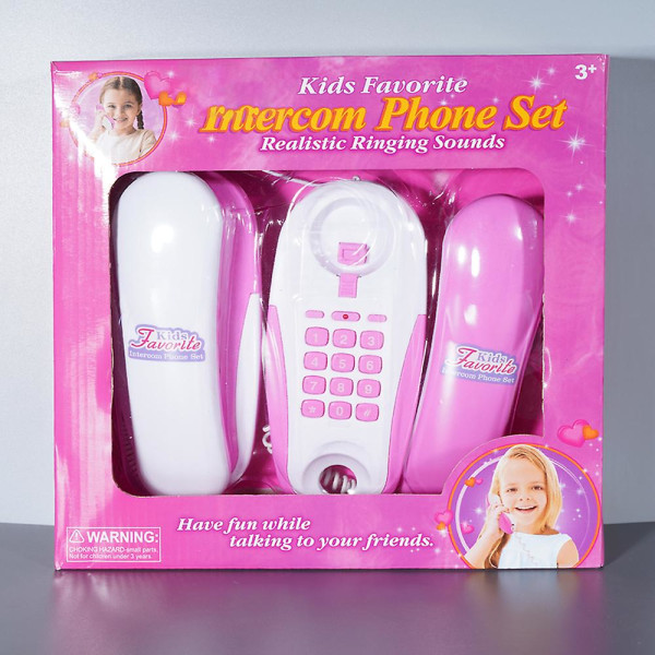 Twin Phone Trådbunden intercom set för barn Set med 2 telefoner Ringande ljud Prata med varandra Interaktiv leksak för barn