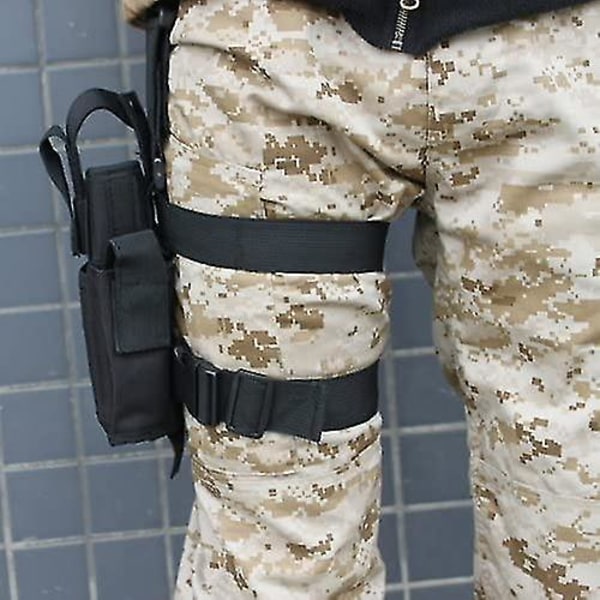 Taktisk Drop Leg Holster Armé Svart Justerbar Militär Airsoft Pistol/gevär Drop Leg Lår Holster Högerhänt Med Magasinficka