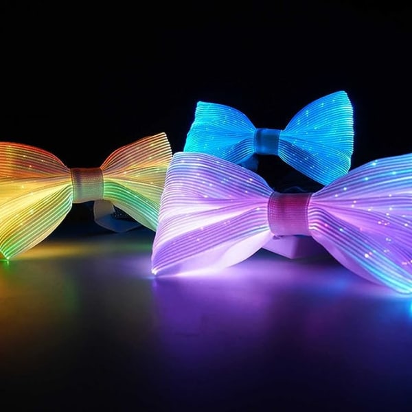 Fiberoptisk sløyfe LED lys opp gaver for menn kvinner Flerfarget LED lys opp til festivalfest Lysende nyhet glødende kostymetilbehør