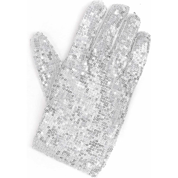 Michael Jackson Sequin Handske - Hvid Højrehåndet Handske Kostume Tilbehør - 1 stk.