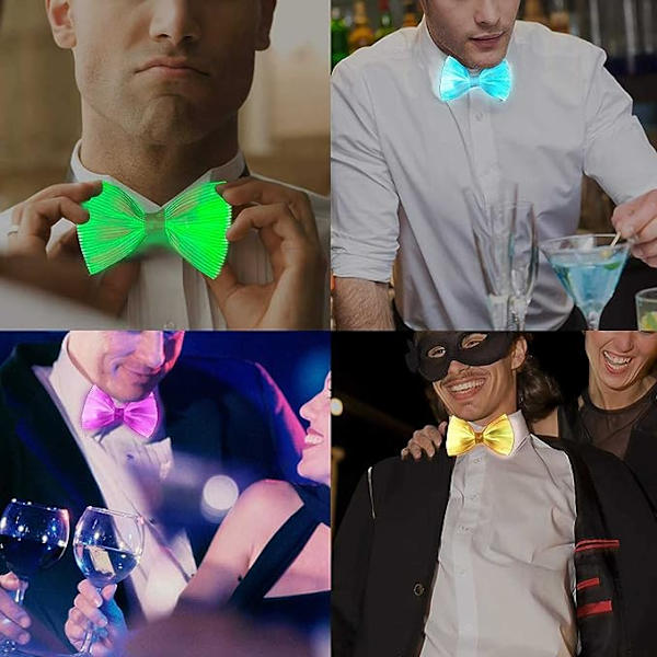 Fiberoptisk Fluorescerande Fluga LED-Ljus Upp Presenter för Män Kvinnor Flera Färger LED-Ljus Upp för Festival Fest Lysande Nyhet Glow Kostym Tillbehör