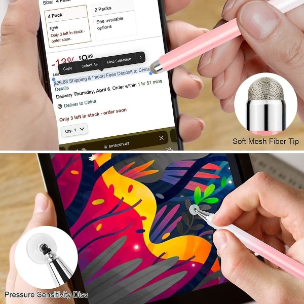 Elzo Stylus-penner for berøringsskjermer, 2 i 1 universell stylus, Surface-penn, 100 % kompatibel med alle nettbrett-berøringsskjermer for iPhone/iPad/Samsung/Huawei