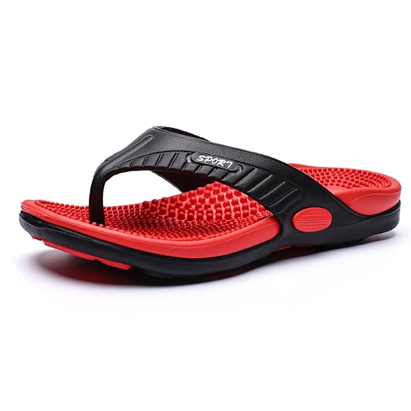 Herre Bad Flip Flops Sklisikre Casual Strand Sandaler Sklisikre Tøfler Rojo 42