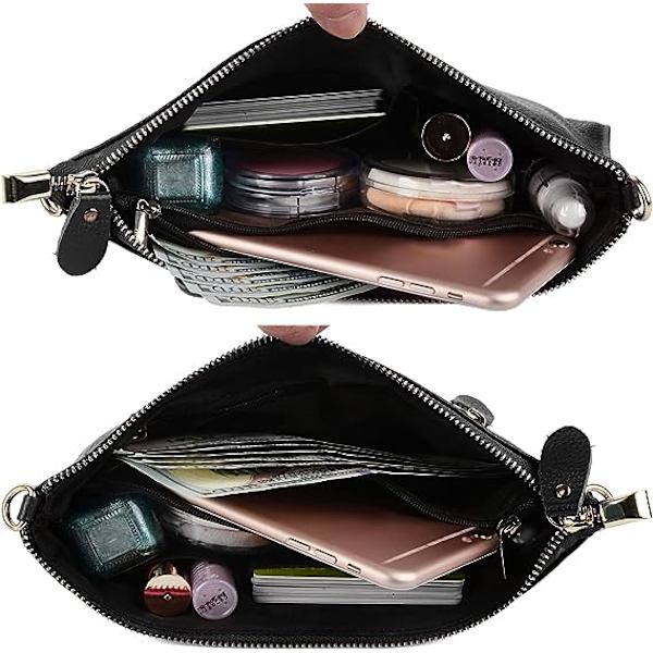 Koppling Väska Handväska Dam Äkta Läder Stor Plånbok med Crossbody Axelkedja